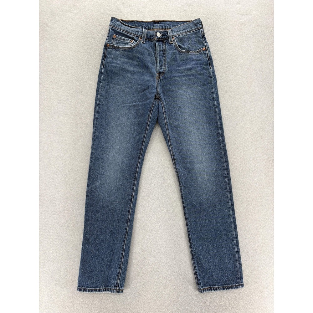 Levis 501 Straight Jeans Womens 27x30 Blue Medium Wash High Rise Button Fly